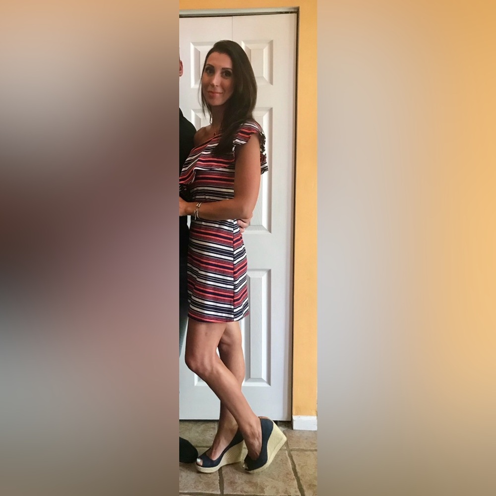 Love, Fire One-Shoulder Striped Bodycon Dress | Size S